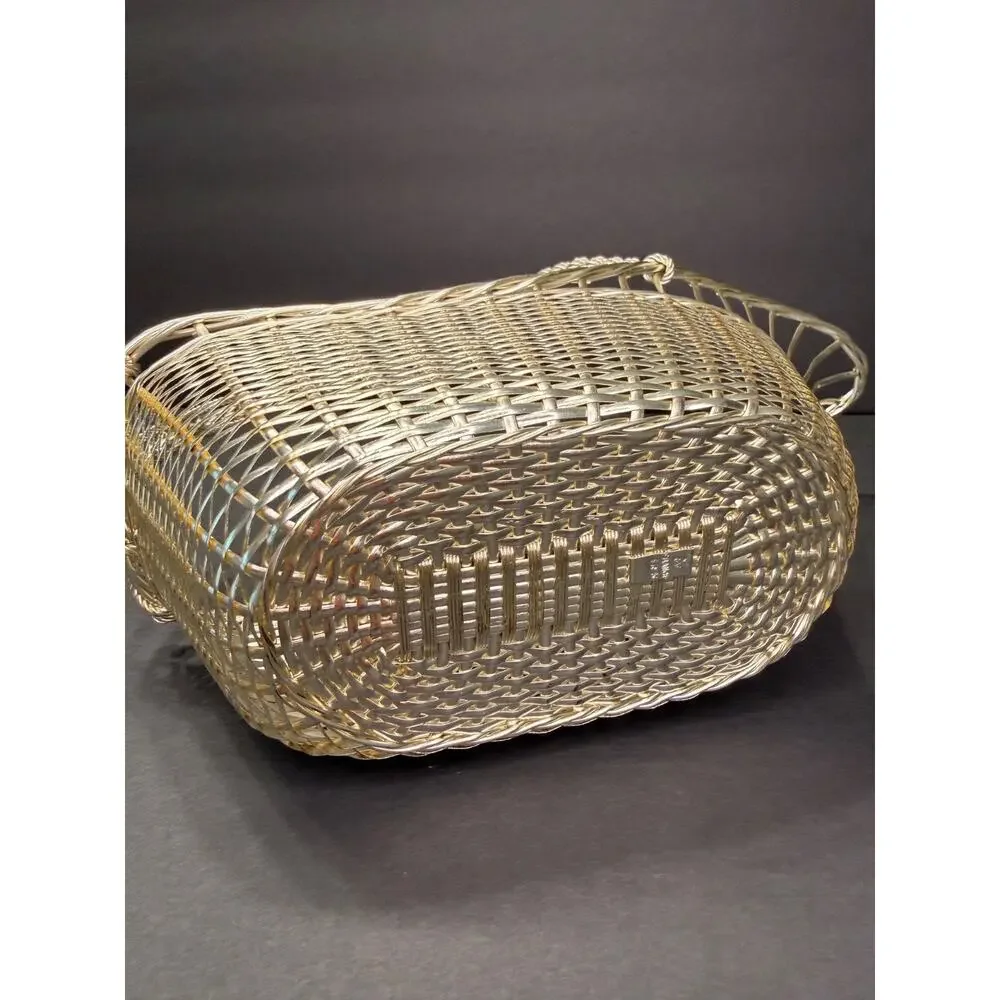 Vintage William Adams France Silverplate Woven Wine Bottle Caddy France 465